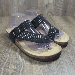 White Mountain Carly Coaster Sandals Women's Size 8M Black Leather Buckle